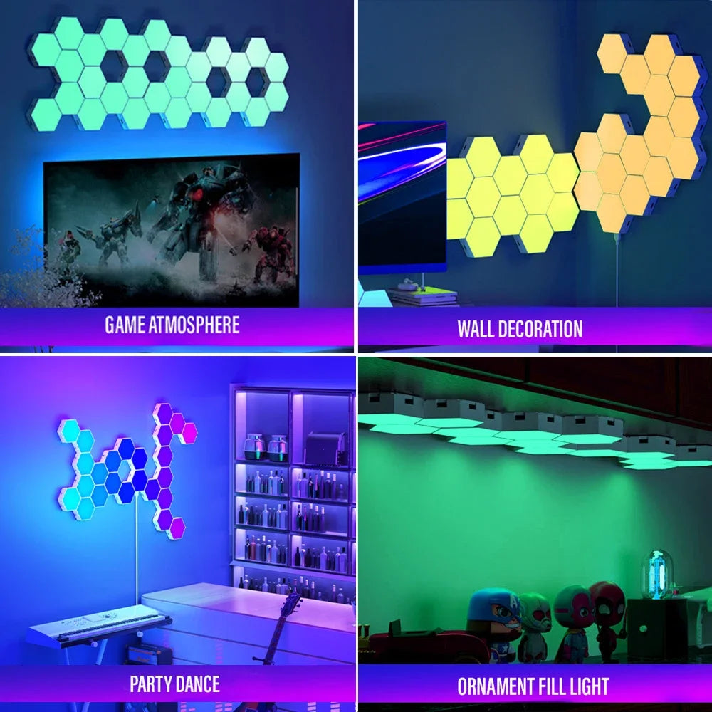 1PCS-20PCS RGBIC WIFI LED Hexagon Indoor Wall Lamp APP Remote Control Night Light Computer Game Room Bedroom Bedside Decoration